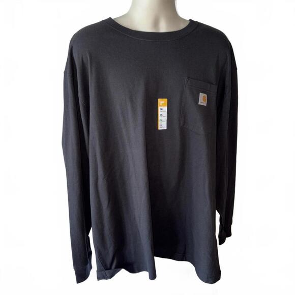 NWT Carhartt T Shirt Mens XXL Loose Fit Black Long Sleeve Pocket Cotton K126 BLK - Picture 1 of 3